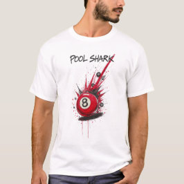 Roter 8-Ball Poolhai | Raw Sketch Art Stil T-Shirt