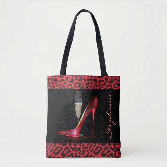 Roter Absatz-Champagne-Leopard-Entwurf Tasche (Vorderseite)