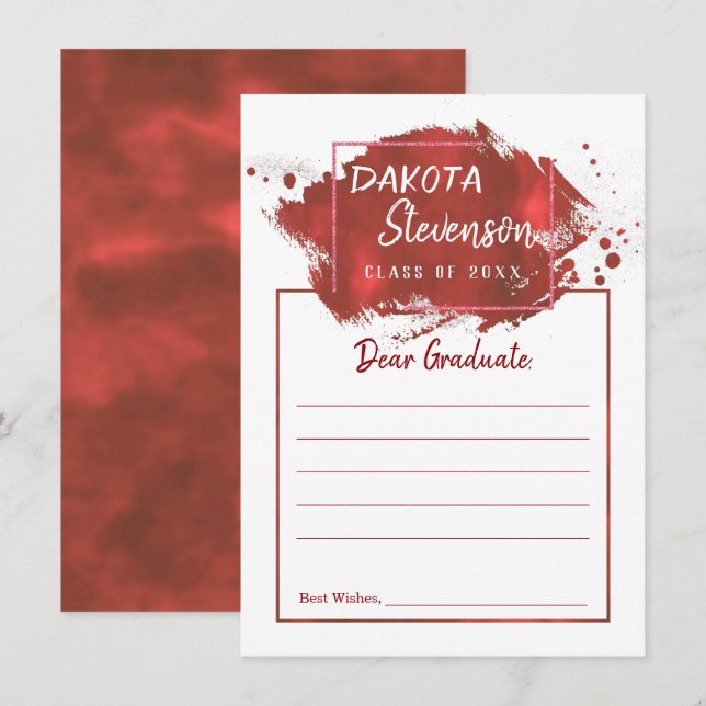 Roter Abschluss | Paint Spritzer Grad Party Ratsch Einladung (Vorne/Hinten)