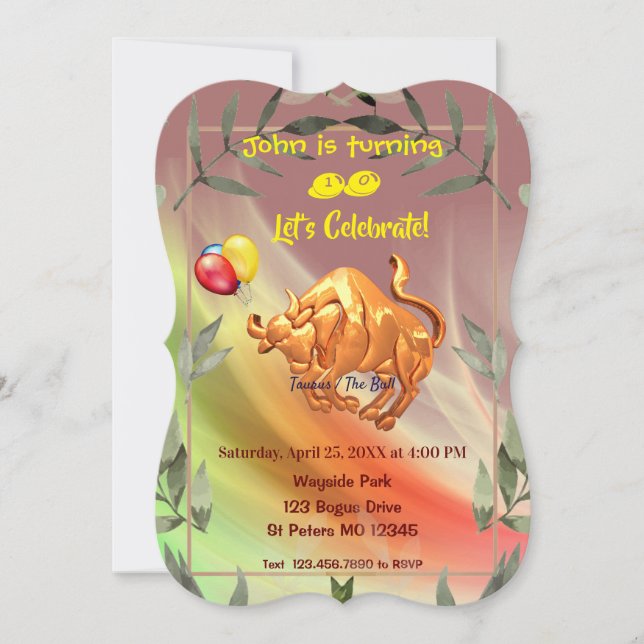 Roter Abstrakter Geburtstag Taurus (20. April - 20 Einladung (Vorderseite)