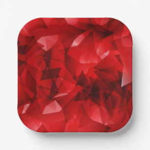Roter abstrakter geometrischer Kristallhintergrund Pappteller
