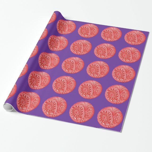 Roter abstrakter Weihnachtsball-lila Geschenkpapier (Ungerollt)