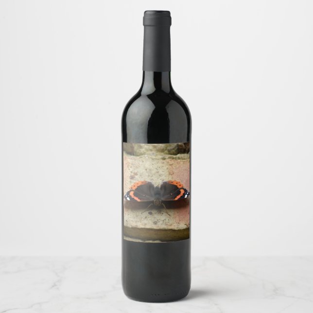 Roter Admiral Butterfly Wein Flaschenetiketten Weinetikett (Vorderseite)