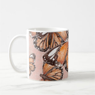 Roter Admiral Schmetterlinge Rosa Hintergrund Kaffeetasse
