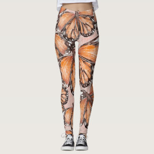 Roter Admiral Schmetterlinge Rosa Hintergrund Leggings