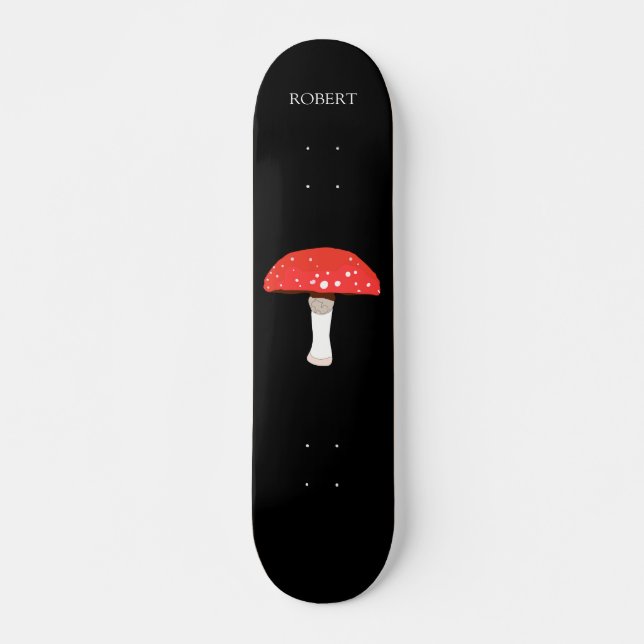 Roter Agaricus-Pilz mit Monogramm Skateboard (Vorne)