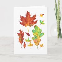 Roter Ahorn und goldene Eichenblätter Herbst-Aquar