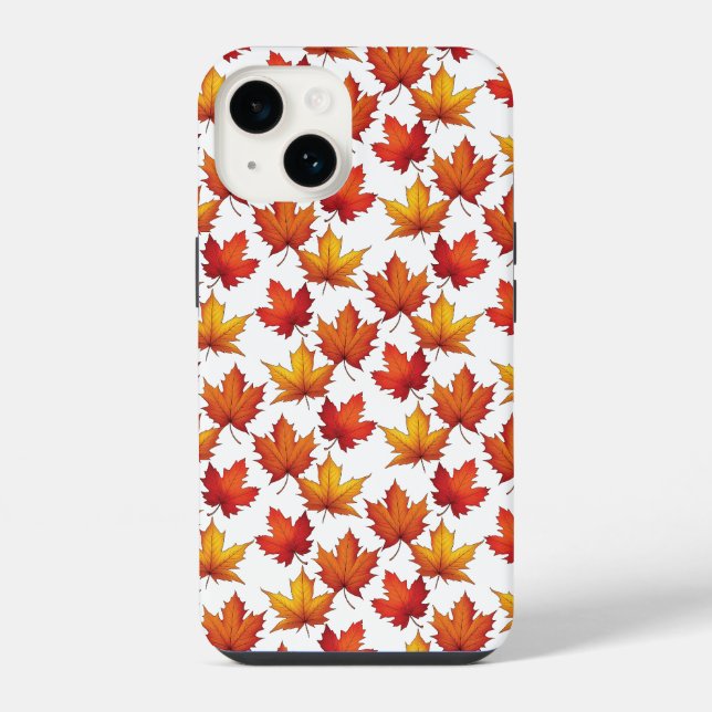 Roter Ahorn Verlasst Muster. Fall Pattern iPhone 14 Hülle (Rückseite)