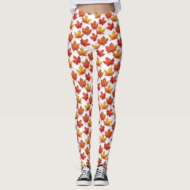 Roter Ahorn Verlasst Muster. Fall Pattern Leggings (Vorderseite)