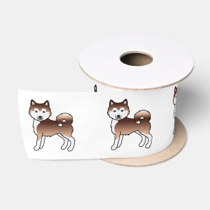 Roter Alaskan Malamute Süßer Cartoon-Hund Satinband