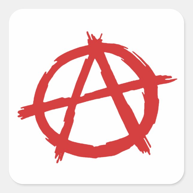 Roter Anarchist ein Symbol Anarchie Logo Quadratischer Aufkleber (Vorderseite)