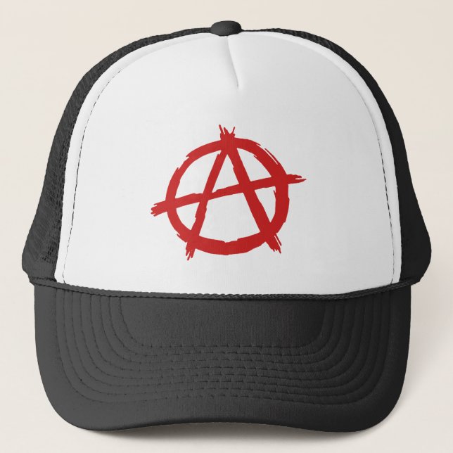 Roter Anarchist ein Symbol-Anarchie-Logo Truckerkappe (Vorderseite)