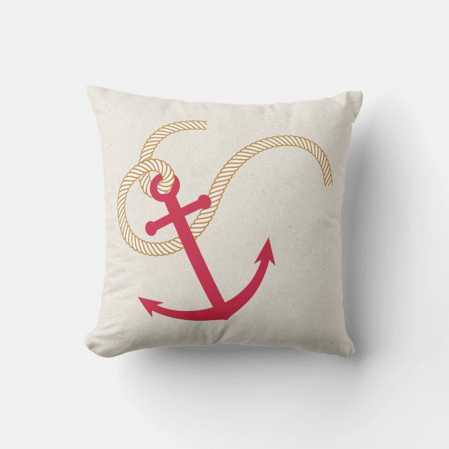 Roter Anchor Throw Kissen (Vorderseite)