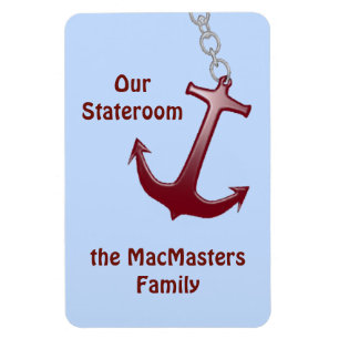 Roter Anker auf blauem Vert. Stateroom Magnet