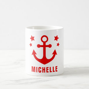 Roter Anker Nautical Clipart & Sterne  Kaffeetasse