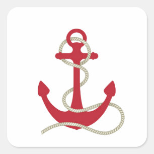 Roter Anker Quadratischer Aufkleber