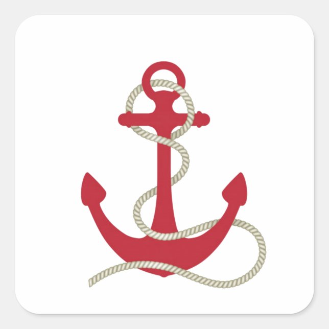 Roter Anker Quadratischer Aufkleber (Vorderseite)
