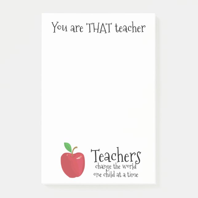 Roter Apfel des inspirierend Zitats der Lehrer Post-it Klebezettel (Vorderseite)