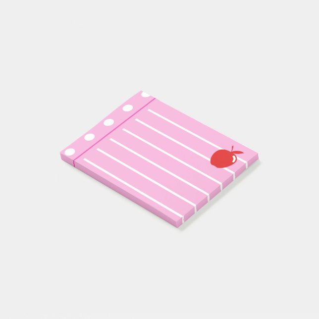 Roter Apfelrosa-Ton Post-it Klebezettel (angewinkelt)