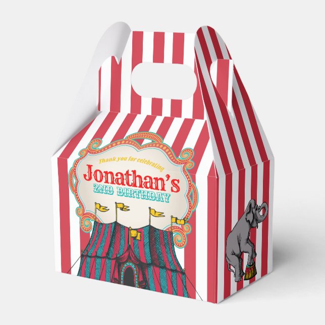 Roter Aquamariner Blauer Vintager Circus Geburtsta Geschenkschachtel (Vorderseite)