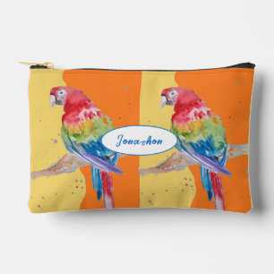 Roter Ara Papagei Aquarell Papageien Jungen Name Zubehörtasche
