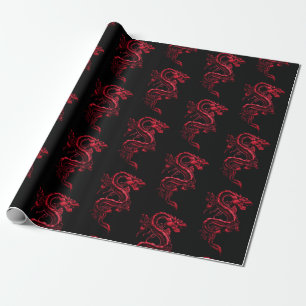 Roter Asiatischer Drache   Geschenkpapier