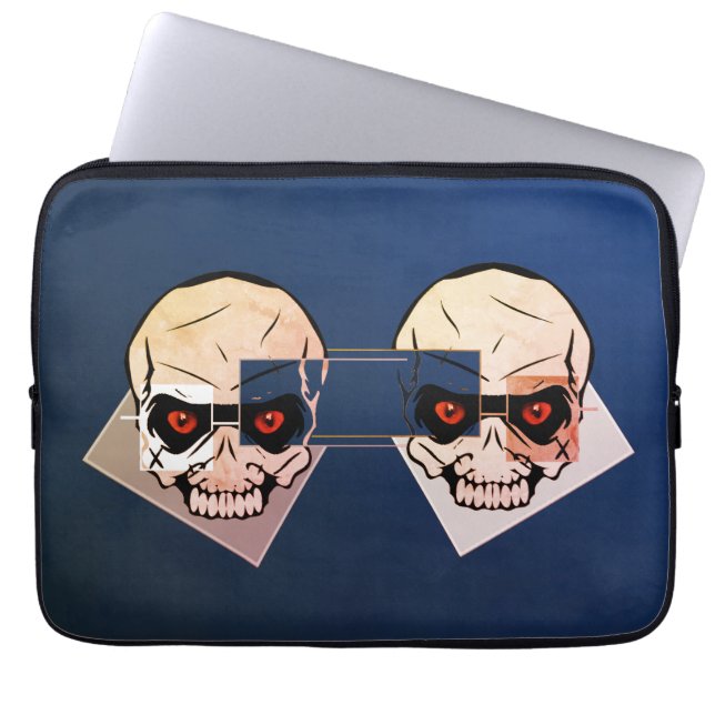Roter Augenschädel; blauer Hintergrund zum Verände Laptopschutzhülle (Vorderseite)
