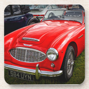 Roter Austin Healey 3000 klassischer Sportwagen Getränkeuntersetzer