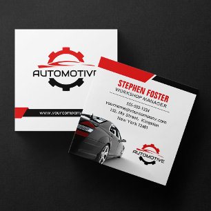 Roter Automobil-Autoreparatur-Autoteile Quadratische Visitenkarte