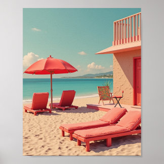 Roter Badestrand Poster