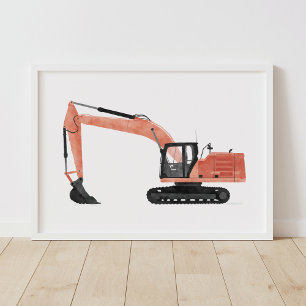 Roter Bagger Baustelle Kinderzimmer Dekoration