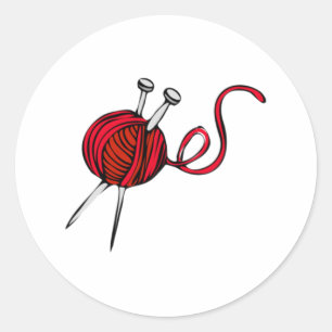 Roter Ball des Garns Runder Aufkleber