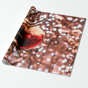Roter Ball, weiße Lichter, Schnee Geschenkpapier