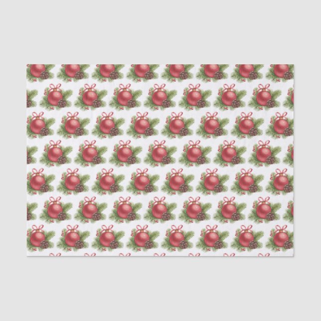 Roter Ball Ziermuster Weihnachten Seidenpapier (Vorderseite)