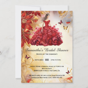 Roter Ballgown Blumen Blume Braut zu bestechen Einladung