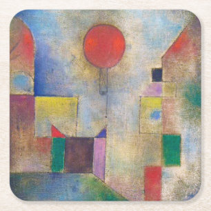 Roter Ballon, Klee Rechteckiger Pappuntersetzer