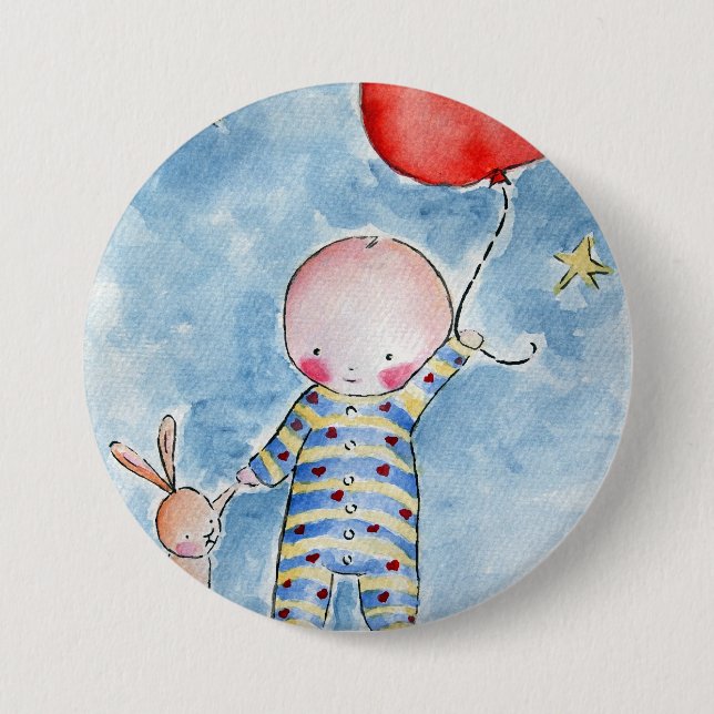 Roter Baloon Knopf Button (Vorderseite)