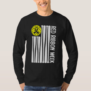 Roter Band Woche Bewusstsein Softball   Amerikanis T-Shirt