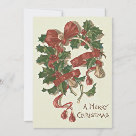 Roter BandWinterberry Stechpalmen-Wishbones Feiertagskarte