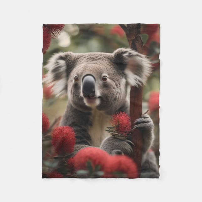 Roter Banksienbaum mit Koala-Bär, Fleecedecke (Vorderseite)