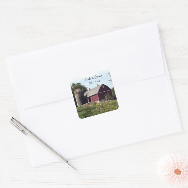Roter Barn Country Hochzeiten Umschlag Aufkleber (Umschlag)