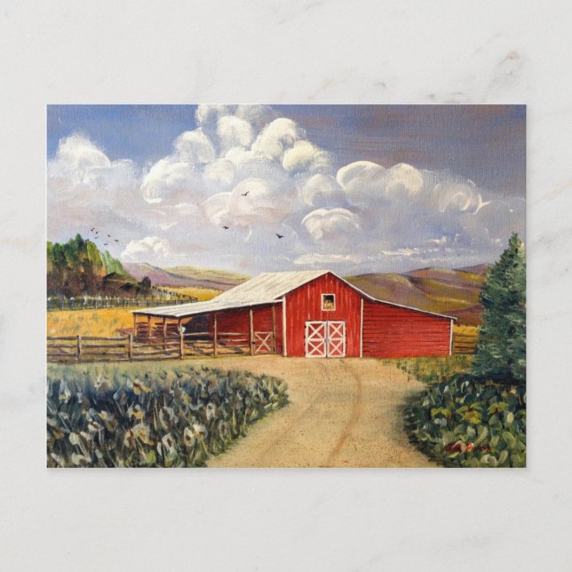 Roter Barn West Virginia Farm Kunst und Kultur Postkarte (Vorderseite)
