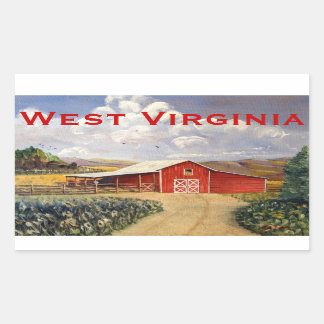 Roter Barn West Virginia Farm Kunst und Kultur Rechteckiger Aufkleber