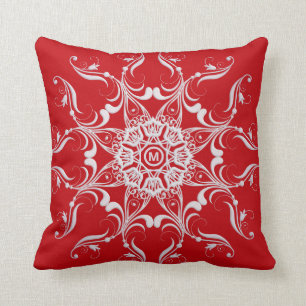 Roter Barock Mandala Design. Kissen