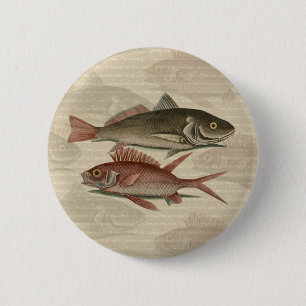 Roter Barschfischer Kunst Button