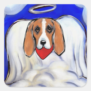 Roter Basset Hound Engel Quadratischer Aufkleber