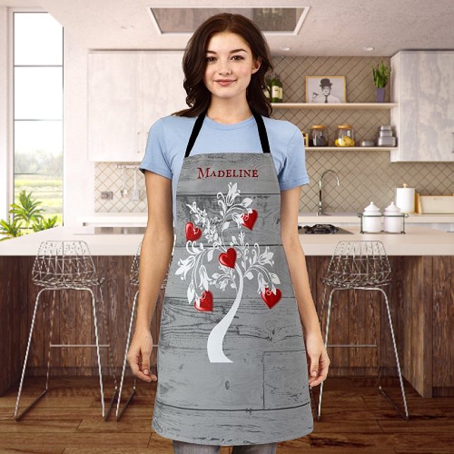 Roter Baum der Personalisierten Schürze des Herzen (Red Tree of Hearts Personalized Apron)