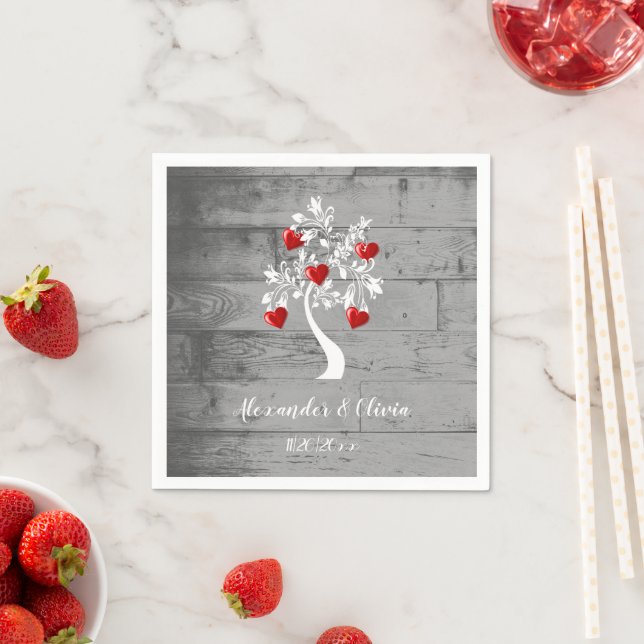 Roter Baum des Herzens Brautparty Napkin Serviette (Beispiel)