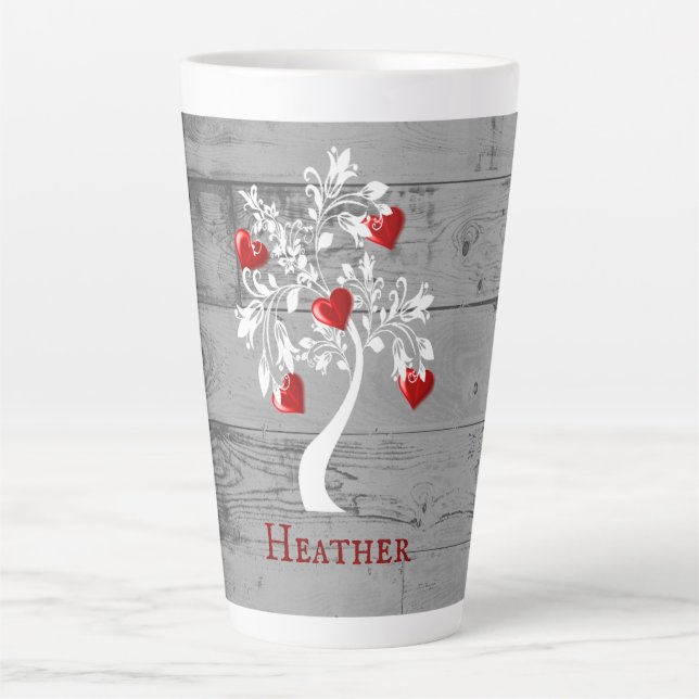 Roter Baum des Herzens Personalisierte Latte-Tasse Milchtasse (Vorderseite)
