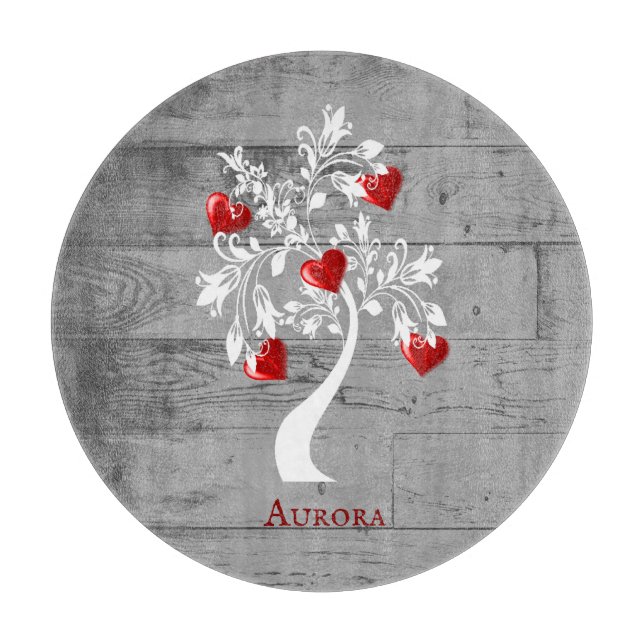 Roter Baum des Personalisierten Hearts Schneidebrett (Vorderseite)